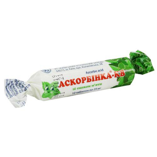 Аскорбінка-КВ зі смаком м’яти таблетки 25 мг №10